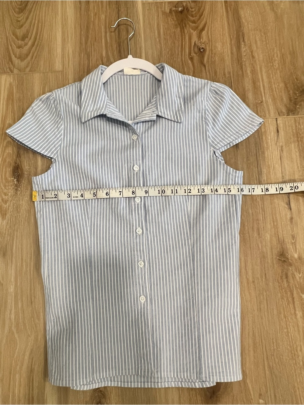 JOHN GALT Brandy Melville Blue&White Striped Rue Collared Short Sleeve Button Up - Picture 6 of 8